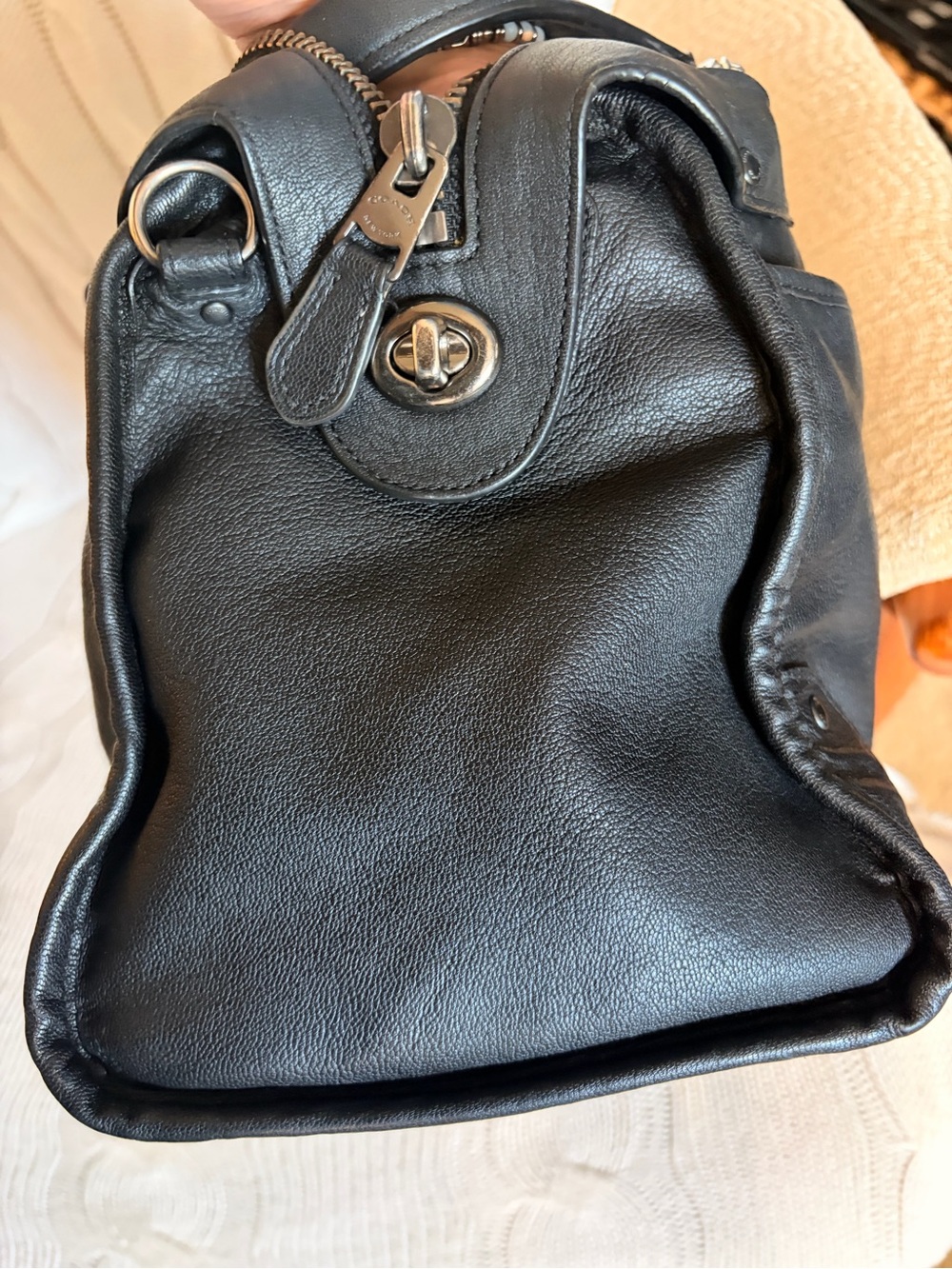 Coach Rhyder Satchel Soft Black Leather Gunmetal Hardware - Picture 4 of 12